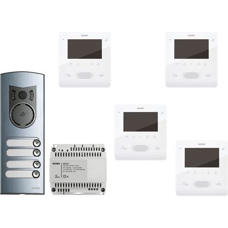 Kit videcitofonico Elvox 4 famiglie 2 fili quadrifamiliare video vivavoce 7558