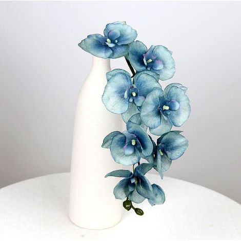 Single autumn Phalaenopsis artificial flower artificial flower hotel wedding wedding decoration home decoration Blue (1/3)