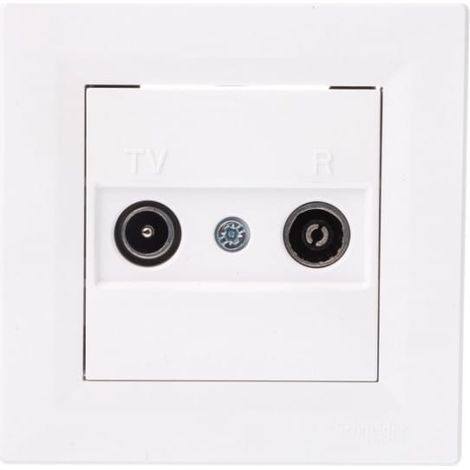 Asfora RTV Antennenbuchse 1dB weiß mit Rahmen EPH3300121