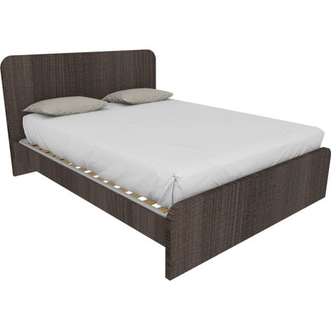 Letto matrimoniale 160x200 con testata sagomata - Design Italiano - Olmo jerez scuro (1/5)