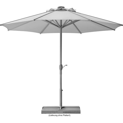 Parasol de Toit - Gris argenté - 350 cm - Rond - 677-14 - Armature en Aluminium - Toile Polyester - 25 kg (1/5)