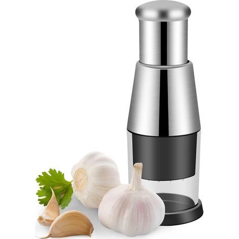 Presse-ail en acier inoxydable - Presse manuelle - Ustensile de cuisine facile à utiliser et qui permet de gagner du temps (1/5)