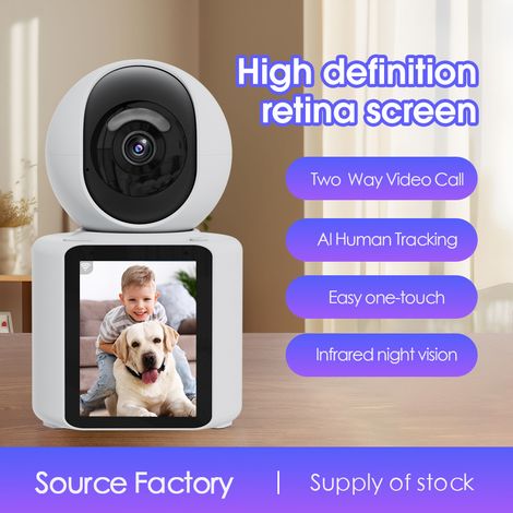 Caméra de sécurité PTZ intérieure, caméra domestique rotative Wi-Fi, compatible avec babyphone +carte 64 g (1/5)