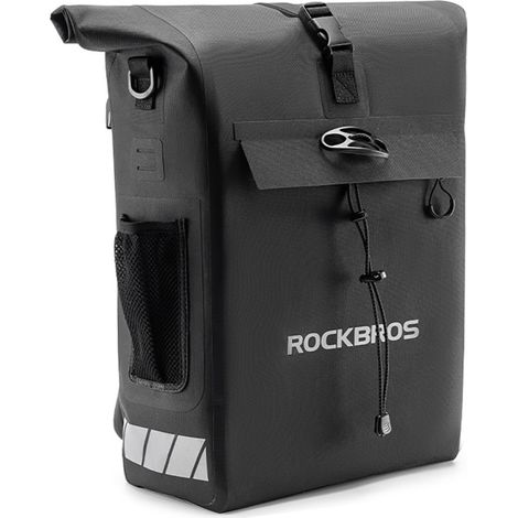 Sacoche de vélo étanche 18 l avec compartiment sac à dos et fixation pour casque - noire (1/5)