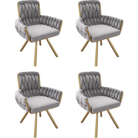 GagaLot de 4 chaises pivotantes velours gris (1/5)