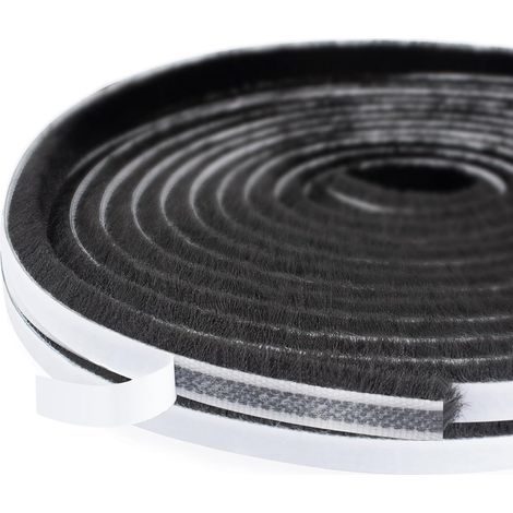 Door Seal Self Adhesive Brush 9mm (W) x 5mm (H) x 5m (W) Insect Protection Brush Seal for Door Window Wardrobe Draught Excluder Black (1/5)