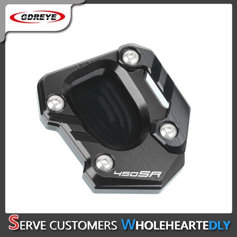 (450SR Noir) Compatible avec les motos CFMOTO 450SR, 450NK et 450CLC : béquille latérale, support, plaque d'extension, repose-pieds et pédale Maxpower. (1/4)