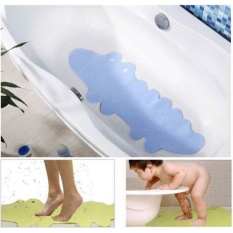 Tapis De Bain - TPR Antidérapant Avec Ventouses - Pour Baignoire Et Salle De Bain - 95x34.5 Cm - Bleu Crocodile (1/5)