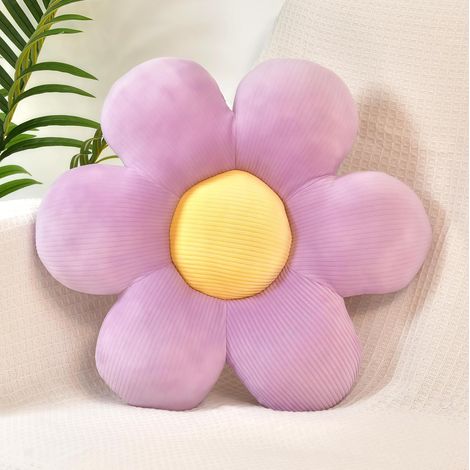 Cojín decorativo con margaritas moradas, 38 cm, para suelo, cama, sofá o silla. (1/5)