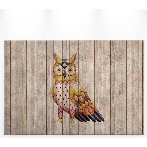 Tableau moderne hibou orange & jaune | Tableau animaux pour chambre ado & enfant | Tableau sur toile automne oiseau déco salon 0,9 x 0,6 m (1/5)
