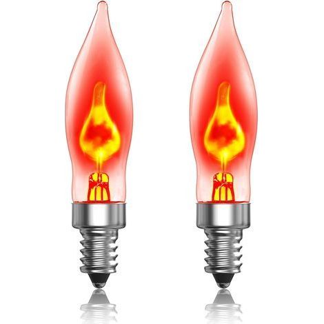 Lot de 2 Ampoule E10, Effet Flamme Clignotante, Lumière Blanche Chaude, Décoration Noël (1/5)