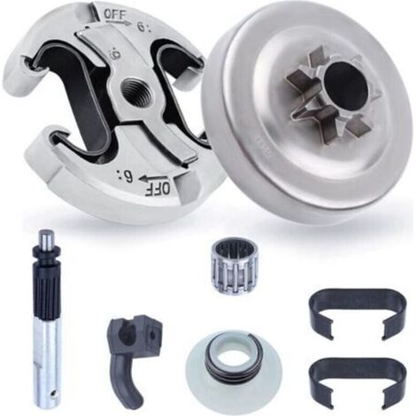Kettenrad und Kupplung für Husqvarna 345, 445, 340, 450, .325" Kettenrad, 6-Zahn-Teilung + Kupplungstrommel + Lager, Kettensägen-Zubehörset 8 in 1