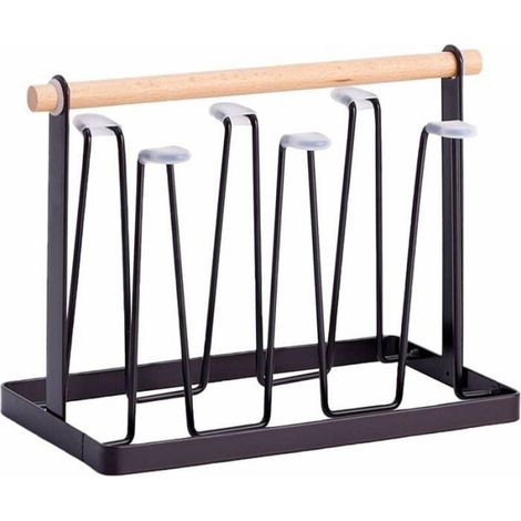 Gouttoir Bouteilles Et Tasses - Fer Galvanisé Antirouille - 6 Positions - 13 x 23,5 x 18,5 cm - Pour Cuisine Et Salon (1/4)