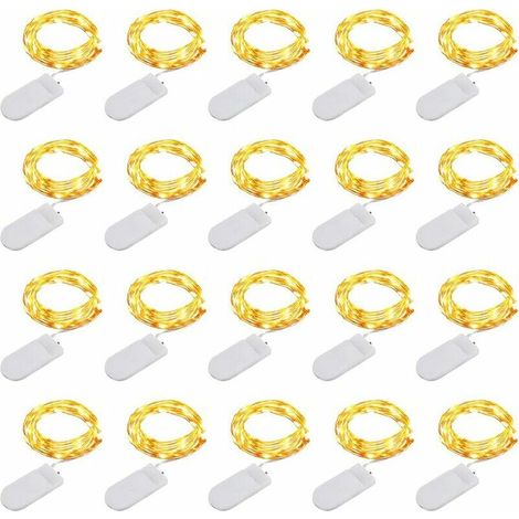 Guirlande Lumineuse [Lot de 20], Mini Guirlande LED a Pile M 0 LEDs Fil de Cuivre Intérieur et Extérieur Décoration Lumière pour Chambre Noël Mariage Fête Soirée Maison Jardin (Blanc Chaud) (1/5)