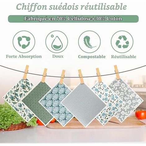 Swedish Tea Towels Absorbent Washable Reusable Kitchen Towels Cleaning Gloves Bar Tea Towels Dish Towels Sponge 19.5 x 17.5 cm (1/4)