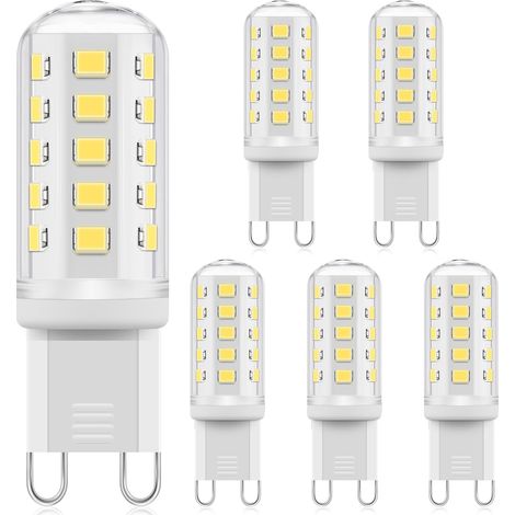 Ampoule LED G9 Dimmable, 3W, Blanc Froid 6000K, Équivalent À Une Ampoule Halogène G9 De 40W, Ampoule LED À Économie D’énergie, Sans Scintillement, Lot De 6 Pièces [Classe énergétique D] (1/5)