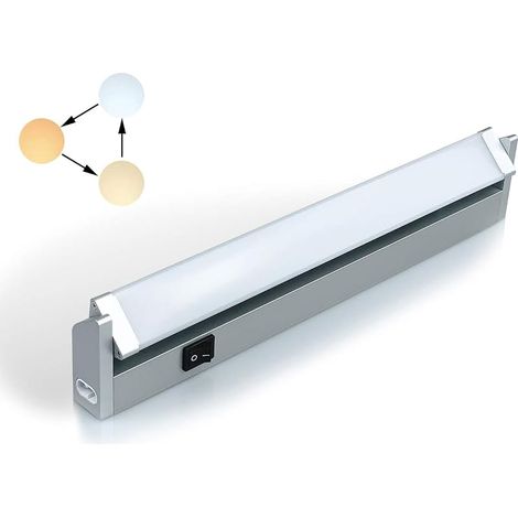 Réglette LED Orientable avec Interrupteur, Luminaire Sous Meuble Lumière Réglables pour Cuisine/Armoire/Placard/Escalier/Couloir 3000K 4000K 6000K (Court) (1/5)