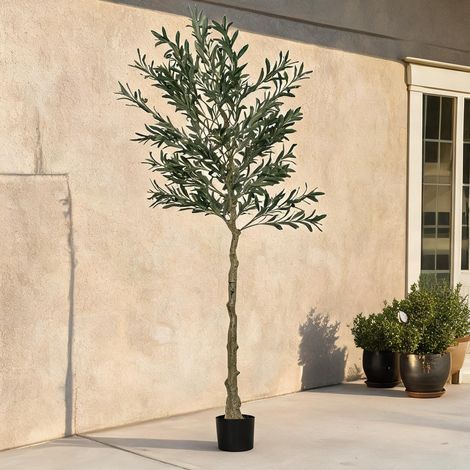 Olivier artificiel 180 cm avec pot en ciment et 900 feuilles (1/5)