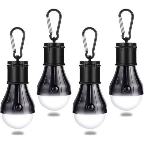 Campinglampe mit Karabinerhaken – Zeltlampe – LED-Zeltlampe – Ideal für Reisen, Radfahren, Wandern, Zuhause und Angeln – Schwarz (1/4)