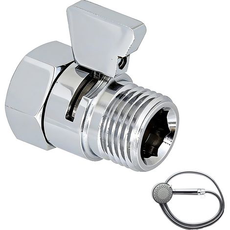 Acier Inoxydable Stop Douche, Épaissi Vanne D'angle, Durable Valve de Pommeau de Douche, Convient pour Raccorder les Éviers de Salle de Bains et de Cuisine aux Systèmes de Plomberie (A) (1/5)