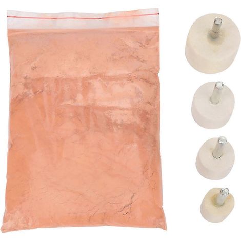 Ensemble de 5 poudres d'oxyde de cérium avec 4 disques de polissage en feutre de laine pour le polissage du verre et du métal (1/4)