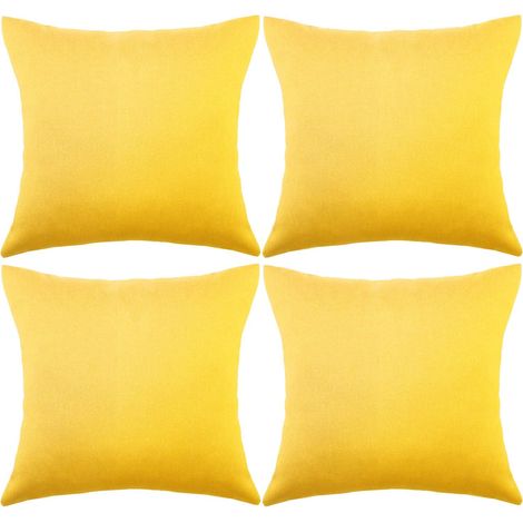 Lot de 4 Housses de Coussin carrées décoratives et imperméables avec revêtement en polyuréthane pour extérieur, terrasse, balcon, jardin, canapé, tente, 45,7 x 45,7 cm (Jaune Vif) (1/5)