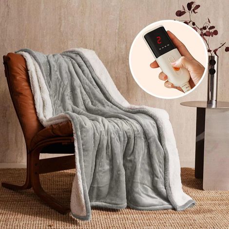 Couverture Chauffante 130x180cm, Plaid Chauffant, Gris (1/5)
