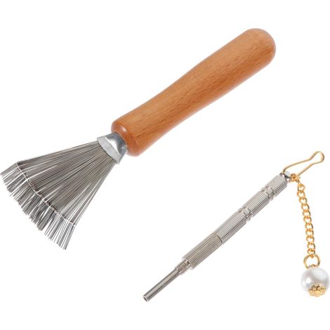 2 Ensembles Outil De Composition Balai De Jardin Sécateurs De Jardin Redresseur D'aiguille Bifurquer Râteau Désherbage Supports De Tiges pour Fleurs Poêle Jointoyer en Bois (1/5)
