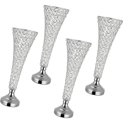 Mophorn Juego de 4 jarrones decorativos, florero de cristal estilo trompeta, altura de 51 cm, ideal como centro de mesa para bodas, diseño contemporáneo, para banquetes, ceremonias, fiestas y hogar (1/5)