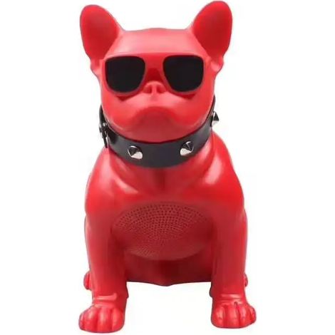 Enceinte Bluetooth sans fil miniature en forme de bouledogue avec carte TF, USB, AUX et fonctions d'appel mains libres.