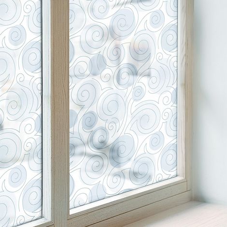 Sichtschutzfolie 100x116 cm Selbstklebend Milchglas Dekorfolie Dekorativ Sichtschutz Fenster Folie für Schlafzimmer PVC Blickdicht Spiralmuster