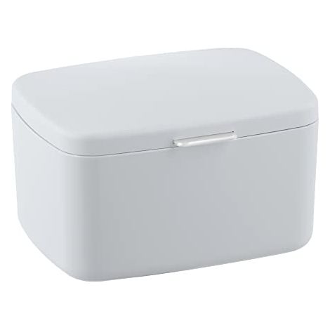 Wenko Barcelona - Contenitore da bagno con coperchio, infrangibile, 19,5 x 11 x 16 cm, colore: antracite, bianco, 19,5 x 11 x 16 cm (1/4)