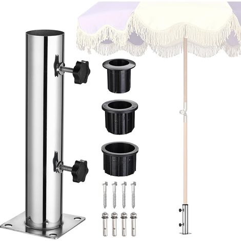 Patio umbrella stand, stainless steel, fixed umbrella base, self-assembly required for outdoor use (1/5)