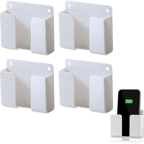 4 Supports Télécommande Muraux Blancs, Support Téléphone Universel Avec Adhésif, Pour Bureau Et Maison, Fixation Solide Et Ajustabl (1/4)