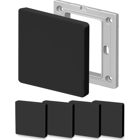 4 Pièces Plaques Murales Vierges, Couvercles de Trous Muraux Décoratifs, Plaques Murales Aveugles Encastrées 8,6 X 8,6 cm en Plastique Couvercles en Plastique pour Trous Muraux (Noir (4 PCS)) (1/5)