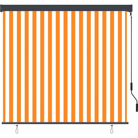 Store enrouleur Blanc et Orange 180 x 250 cm Tissu et Aluminium