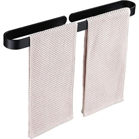 Porte-serviettes sans perçage pour toilettes et salle de bain 30cm/40cm/50cm (50cm, noir)