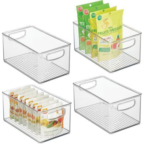 mDesign Contenitori trasparenti in plastica per alimenti per neonati con manici, set da 4 (1/5)