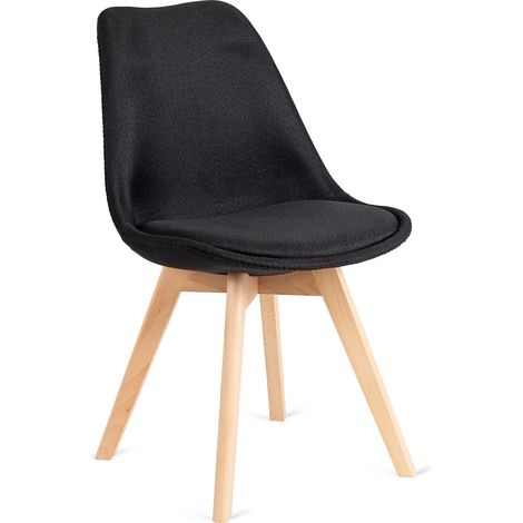 Sedia da pranzo imbottita Nevel nera in stile scandinavo (1/5)