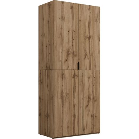 Armario Austin 387, Roble wotan, 215x90x53cm, Puertas de armario: Con bisagras, Número de estantes: 0
