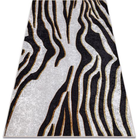 MIRO 52002.807 Waschteppich Zebramuster Anti-Rutsch - creme / schwarz beige 160x220 cm