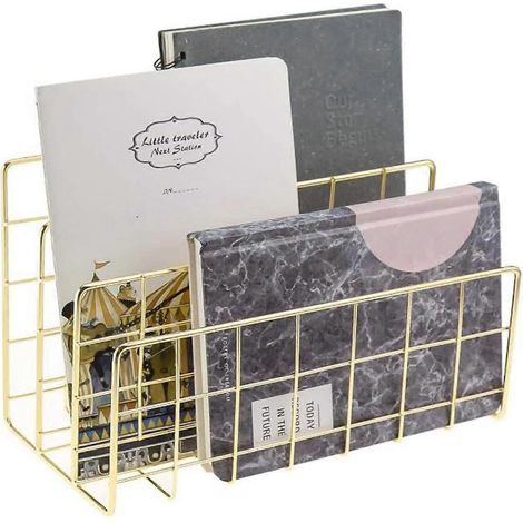 Organiseur de bureau en métal tressé / trieur de courrier / plateau à courrier / organiseur de dossiers / étagère de bureau/maison - or rose (1/5)