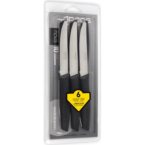 NOVA TABLE SET - Set aus 6 Tischmessern mit gezahnter Klinge und abgerundeter Spitze, ideal zum Schneiden von Speisen bei Tisch.