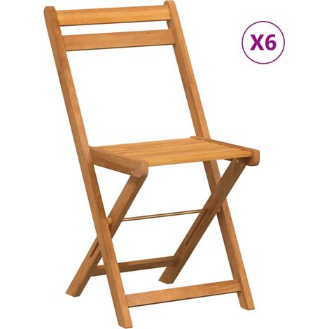 Chaises de bistrot pliantes lot de 6 bois d'acacia solide (1/5)