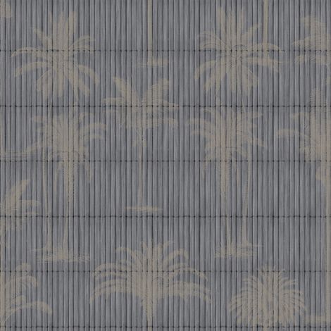 Papier peint palmiers graphiques fond bambou bleu