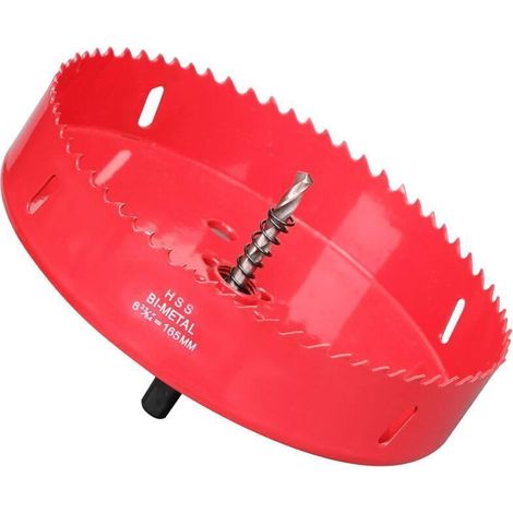 Scie Cloche Bi-métal 165mm. M42 HSS Bimétallique Scie Trèpan avec Foret de Centrage pour Robuste Perceuse à Percer pour Fer. Aluminium. Bois. Cloison Sèche. Tuyau. Panneau de Fibres de Bois/Rouge