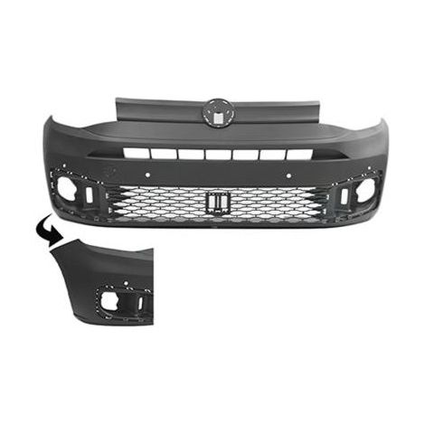 Pare-choc avant noir avec 4 trous radars Volkswagen Caddy 5 (SB-SK) depuis 2021