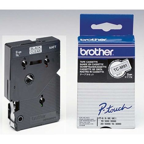Schriftbandkassette P-touch TC-M91 9 mm x 7,7 m (B x L) transparent schwarz (1/5)