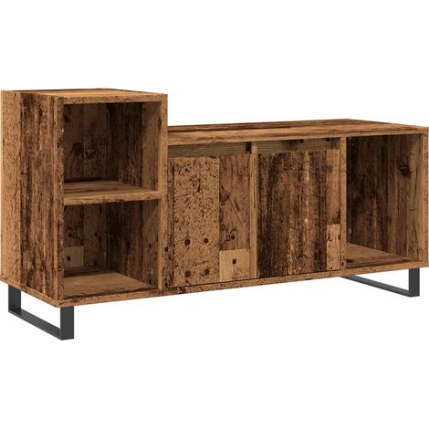 Meuble TV vintage avec rangement 100 x 35 x 55 cm design pratique en bois d'ingénierie vieux bois (1/5)