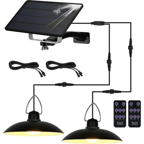 2 Lampes solaires suspendues, IP65 étanche, câble 3m, luminosité réglable, pour jardin camping patio (1/5)